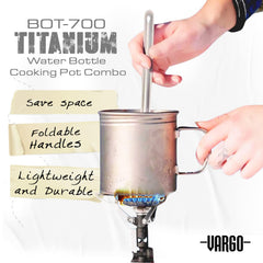 Vargo BOT 700 lid and handle shown, enabling secure, foldable portability.