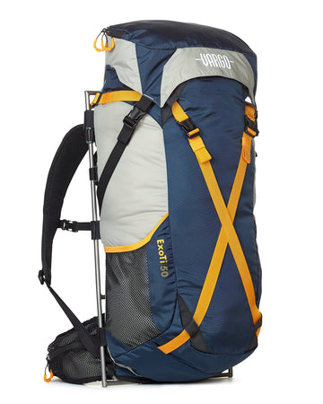 Vargo ExoTi 50 side view highlighting ergonomic lumbar support and ventilated harness.