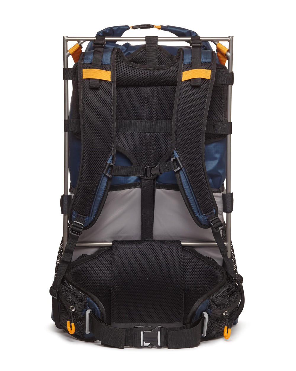 Removable 40L roll-top bag on Vargo Exoti Bog Backpack keeps gear dry and accessible.