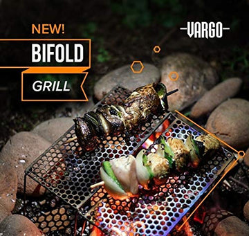 Vargo Titanium Bifold Grill grate size 7.5 by 8 inches for versatile meals