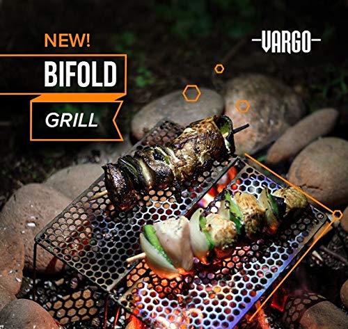 Vargo Titanium Bifold Grill grate size 7.5 by 8 inches for versatile meals