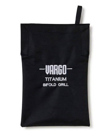 Vargo Titanium Bifold Grill open with 60+ sq in cooking surface visible