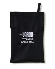 Vargo Titanium Bifold Grill open with 60+ sq in cooking surface visible