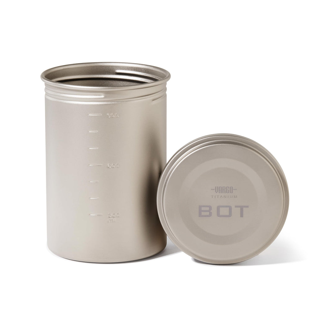 Vargo Titanium BOT 1L bottle ready for ultralight backpacking coffee on the trail