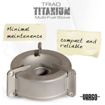 Vargo Triad Titanium Stove closed diameter shows compact transport.