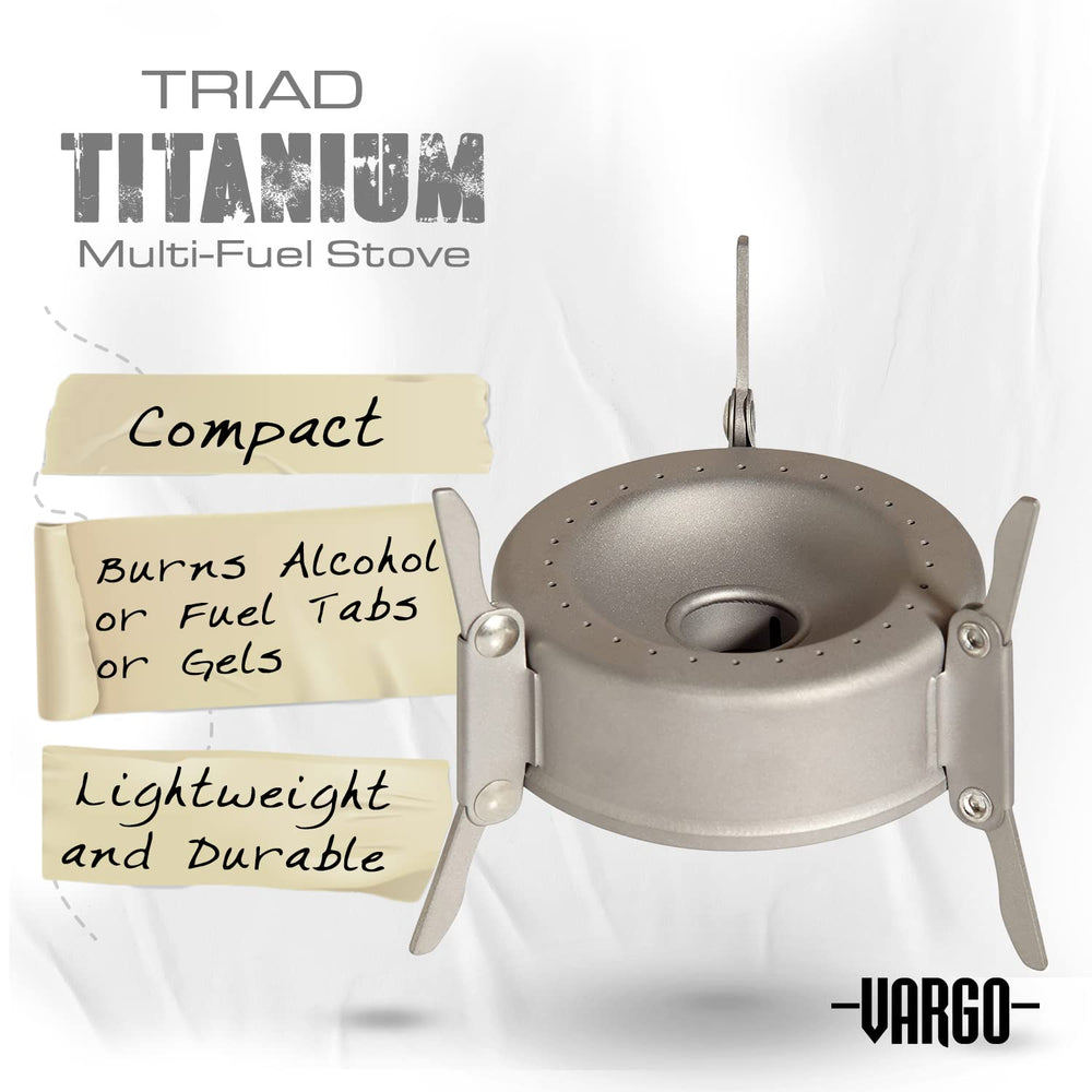 Vargo Triad Titanium Stove folding legs for quick, stable setup.