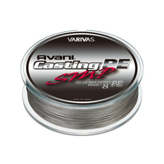 Varivas Avani Casting SMP PE close-up reveals 8-strand braid for enhanced durability.