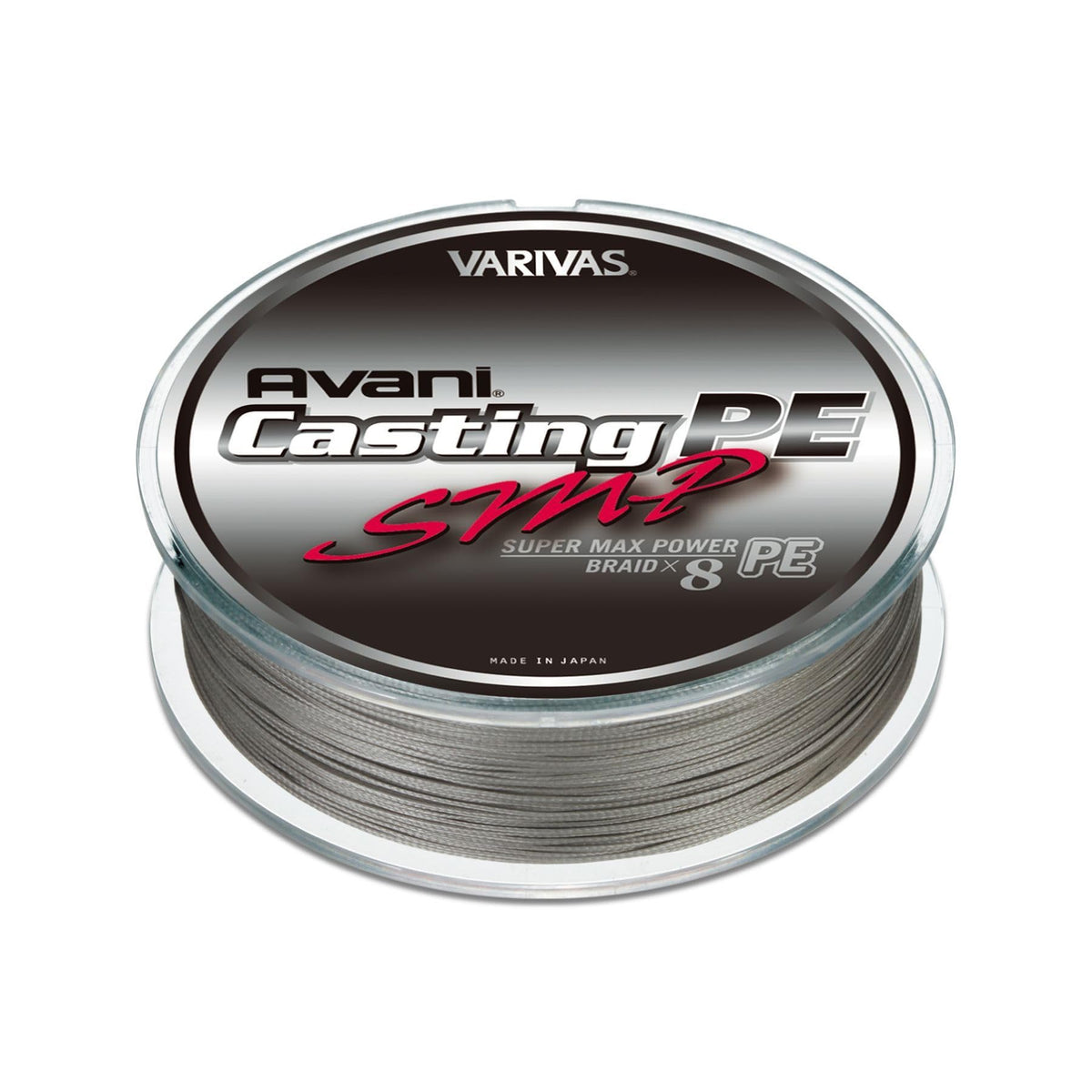 Varivas Avani Casting SMP PE 8-strand close-up shows premium braid strength for reliable casting.