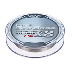 VARIVAS Avani Sea Bass Max Power PE x8 in stealth gray spool, smooth casting performance.