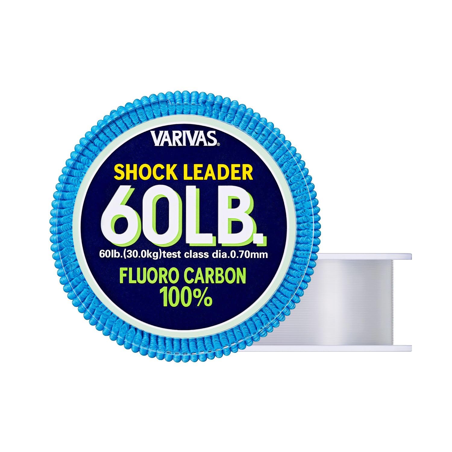 VARIVAS fluorocarbon material close-up highlights durable, low-stretch surface for sensitive bite detection.