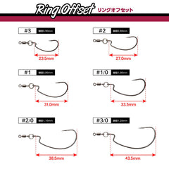 Varivas Ring Offset 3/0 hook close-up highlighting free-moving rig and natural action.