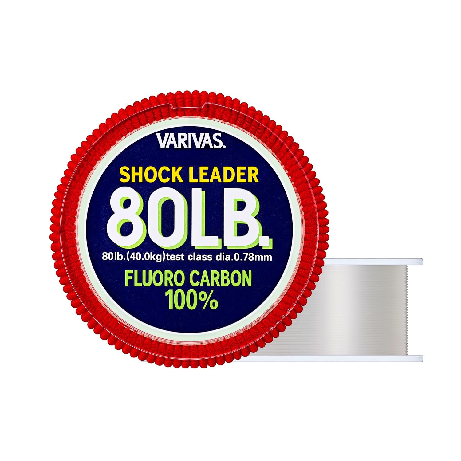 VARIVAS Shock Leader 80lb coating closeup highlighting SP-T durability for rugged battles
