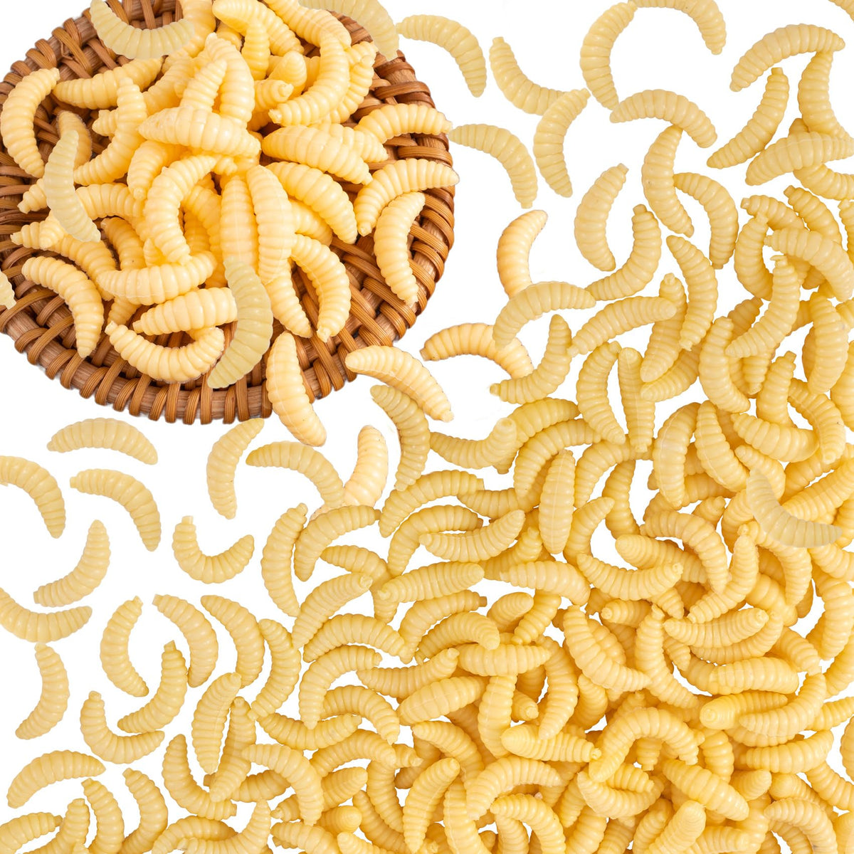 VARMDUKKE fake worms 250pcs yellow 20mm close-up view 01