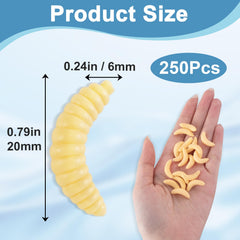 VARMDUKKE fake worms 250pcs yellow 20mm close-up view 02