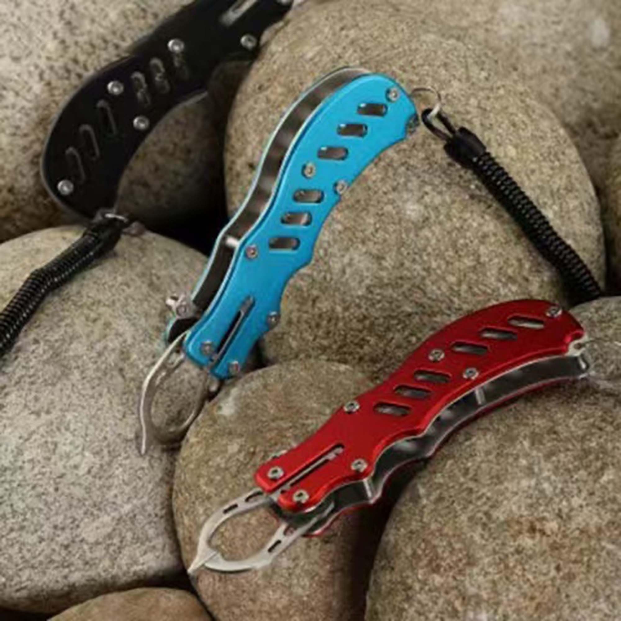Portable red Vartin fishing tool set displayed