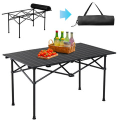 Vasitelan folding camping table tucked into carry bag for easy transport