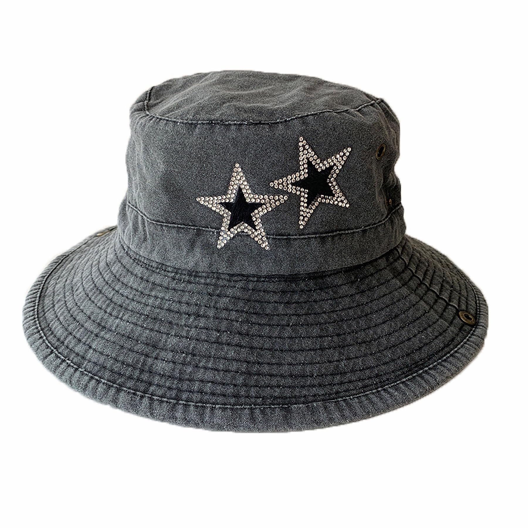 VASTLUCKY convertible denim boonie hat showcasing side snaps for versatile cowboy-chic looks.