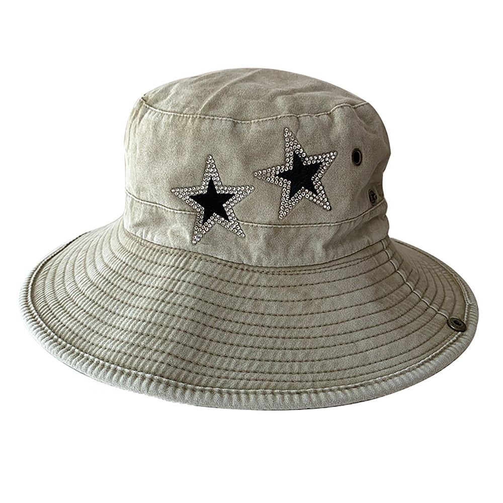 VASTLUCKY denim boonie hat shown with side snap brim for two looks