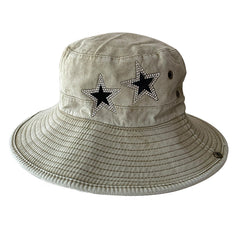 VASTLUCKY denim boonie hat shown with side snap brim for two looks