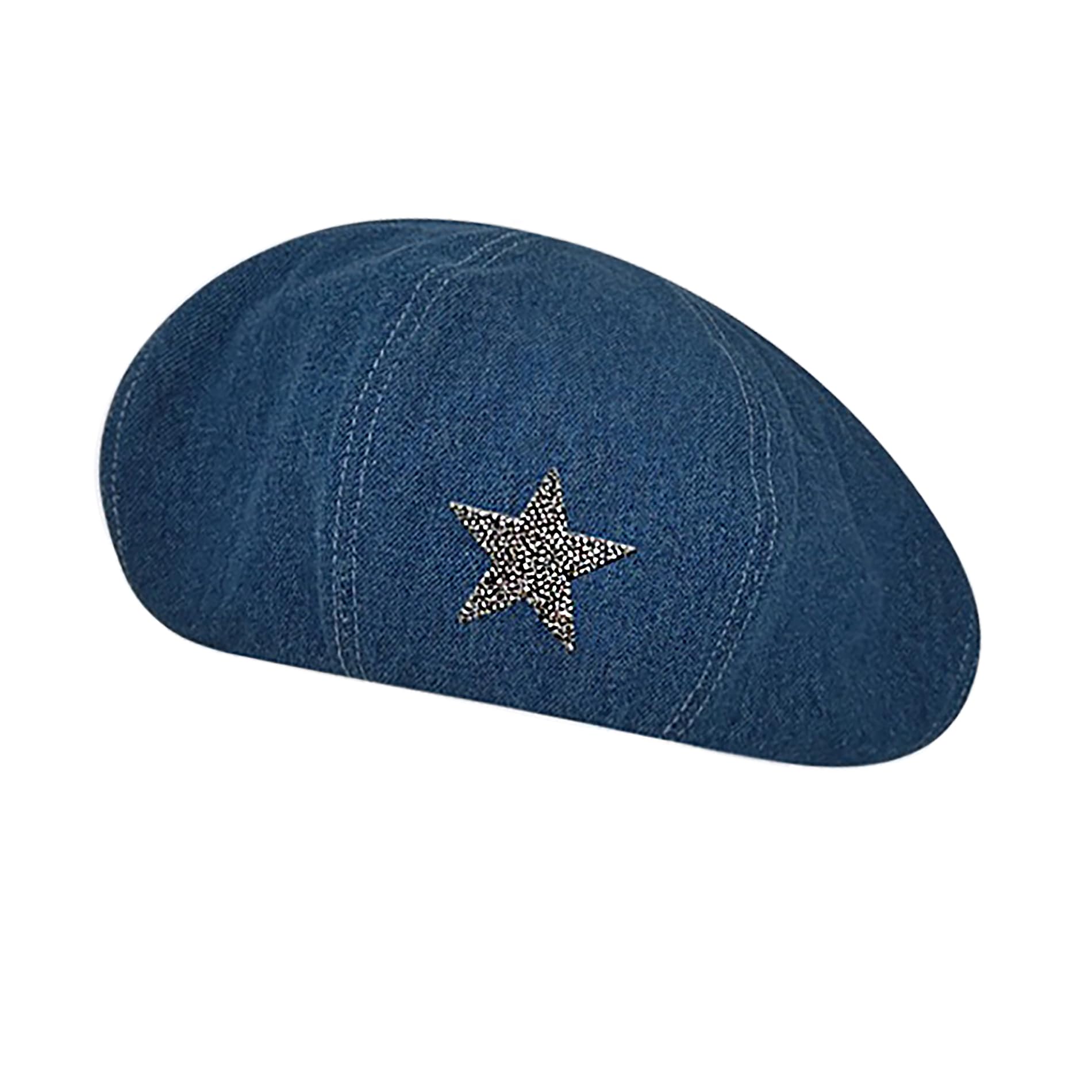 VASTLUCKY denim cowboy hat with rhinestone stars provides chic sun protection for sunny days.