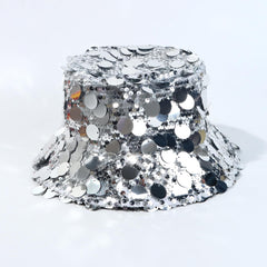 VASTLUCKY sparkle bucket cap close-up shows texture and radiant shimmer.