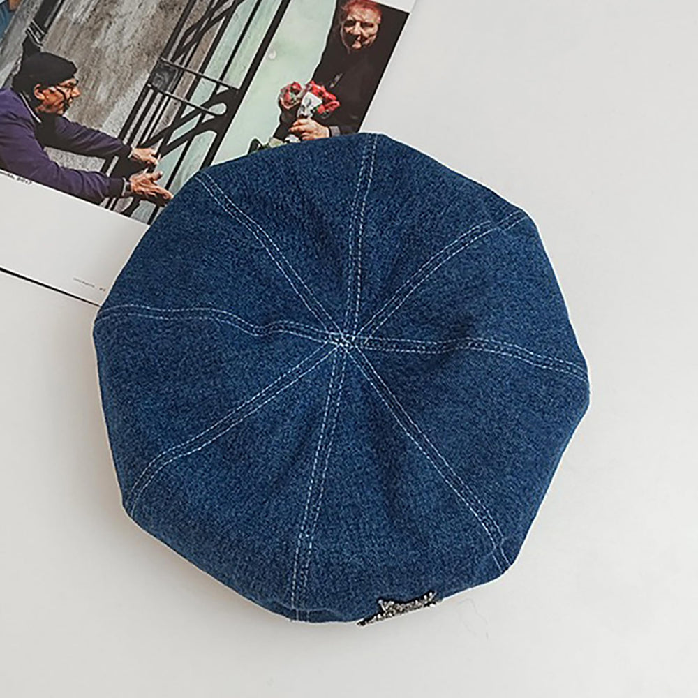 VASTLUCKY washed denim bucket hat with adjustable chin string and side snap.