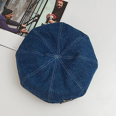 VASTLUCKY washed denim bucket hat with adjustable chin string and side snap.