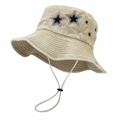 VASTLUCKY washed denim bucket hat featuring a wide visor for UV protection