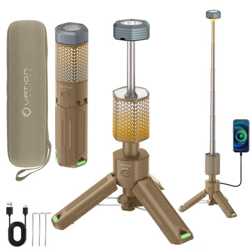 VATION LIGHTING telescopic camping light extended tripod for flexible campsite lighting.