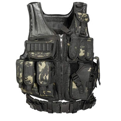 vAv YAKEDA tactical vest front view in black CP for adjustable adult fit.