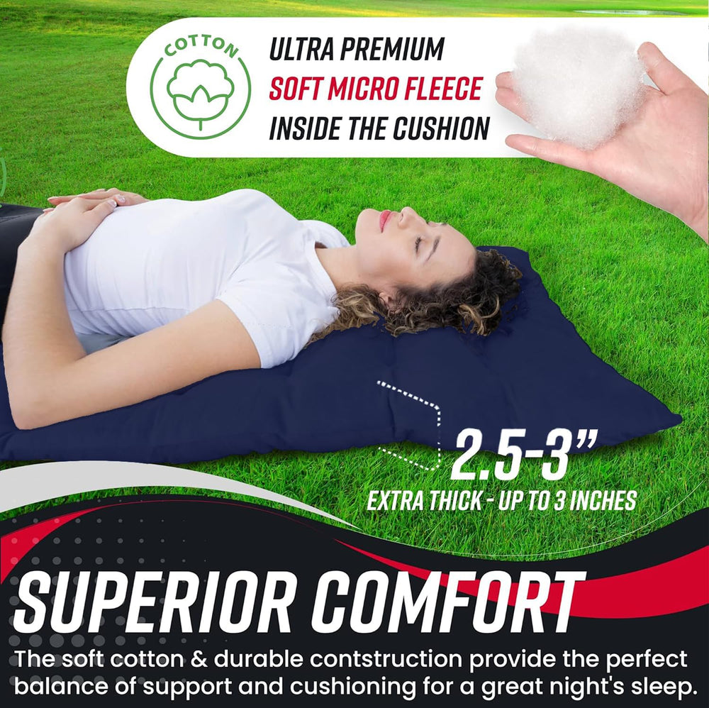 VaygWay blue folding camping mattress saves space in your pack.