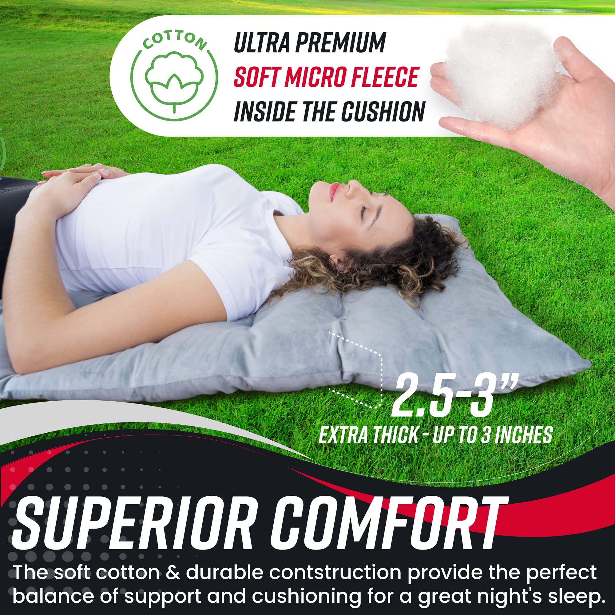 VaygWay easy-clean camping mattress dries quickly with a damp cloth.