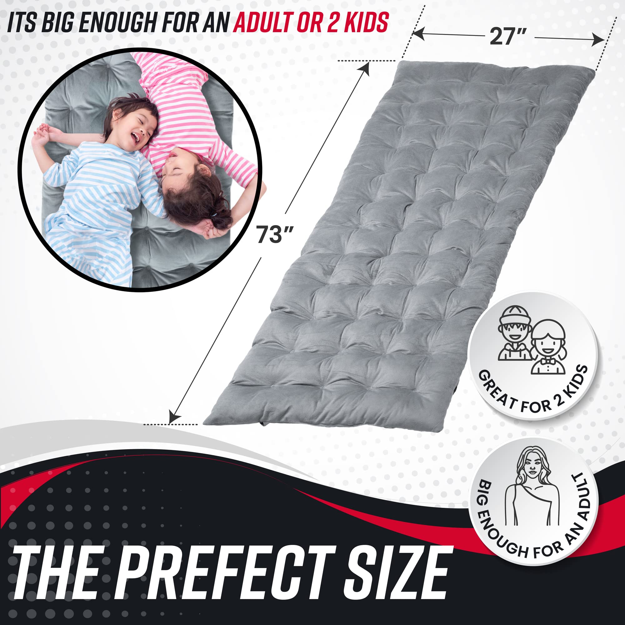 VaygWay grey camping mattress offers plush comfort on tent floors or lounge areas.
