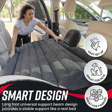 VaygWay inflated car mattress inside vehicle shows full support