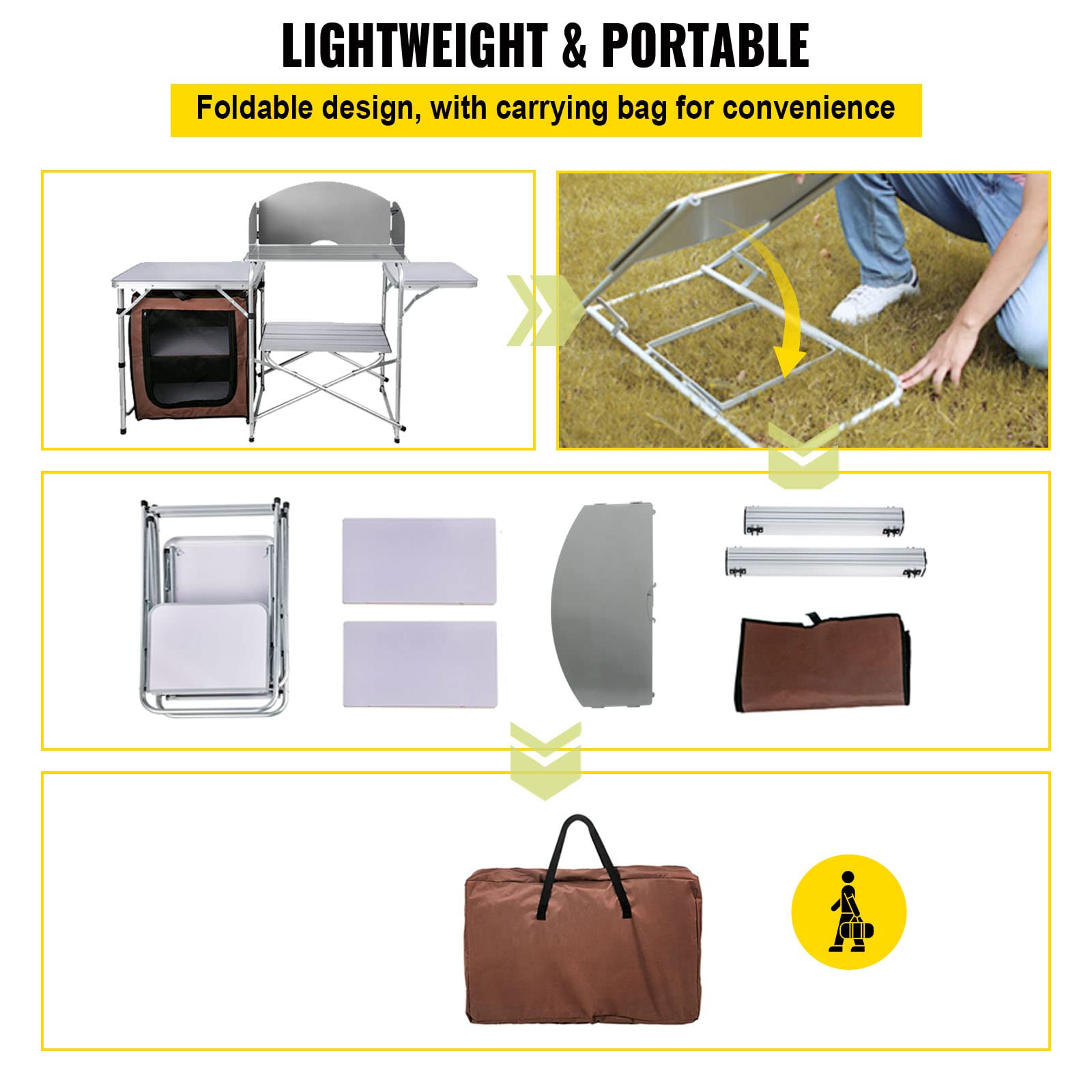 VBENLEM camping kitchen carrying bag simplifies transport.