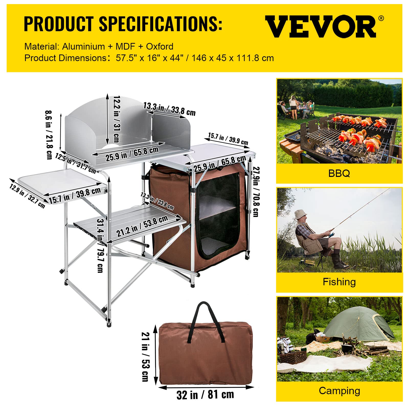 VBENLEM camping kitchen table unfolding to a sturdy work surface.