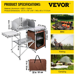 VBENLEM camping kitchen table unfolding to a sturdy work surface.