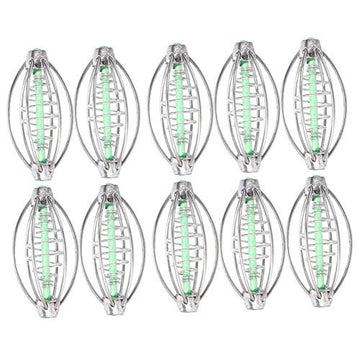 Stainless steel fishing feeder cage close-up
