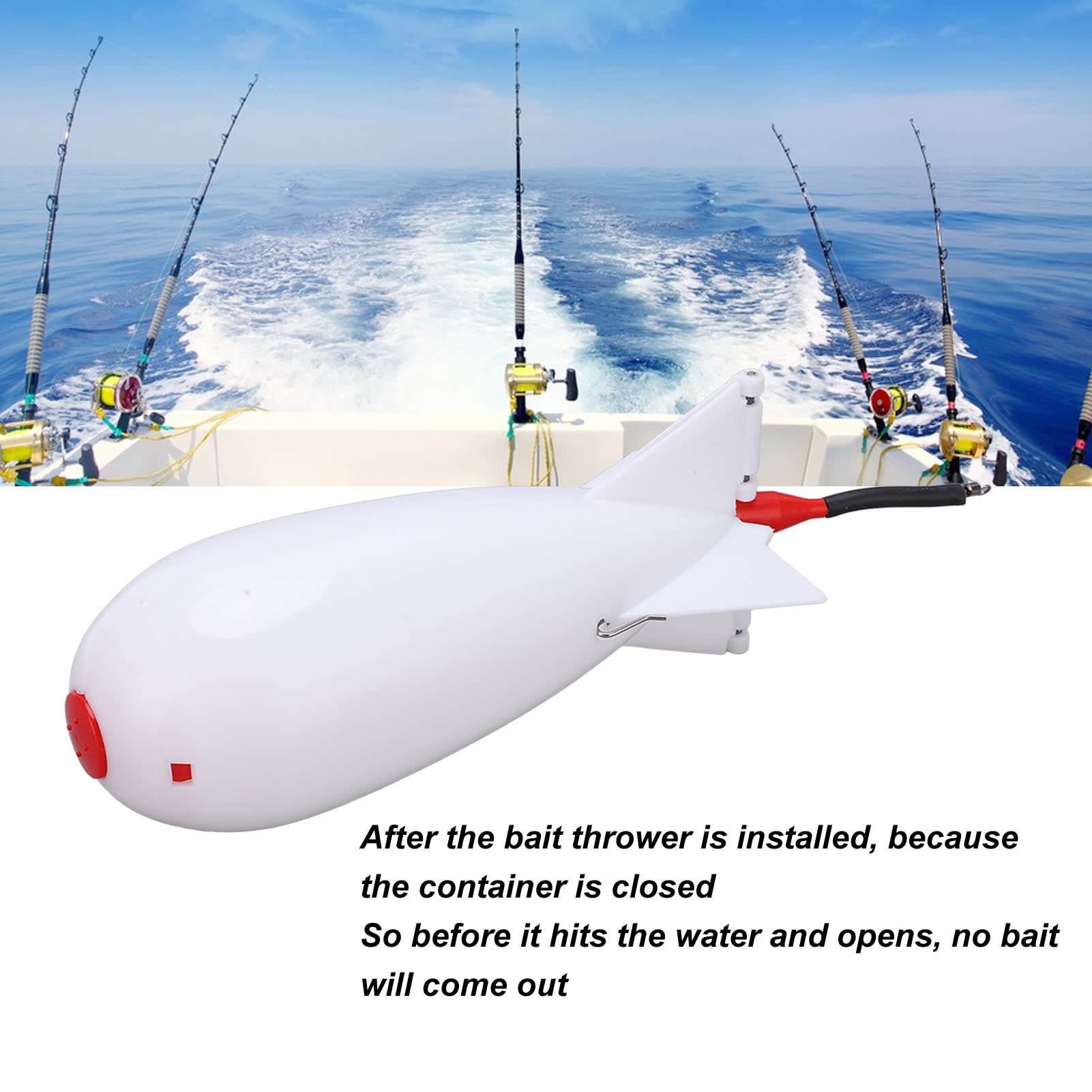 VBESTLIFE bait thrower white detailed cap demonstrates controlled release