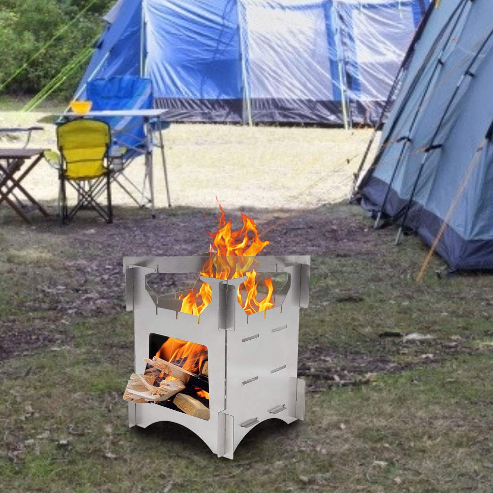 VBESTLIFE portable wood-burning stove in pack-ready form ideal for hiking trips