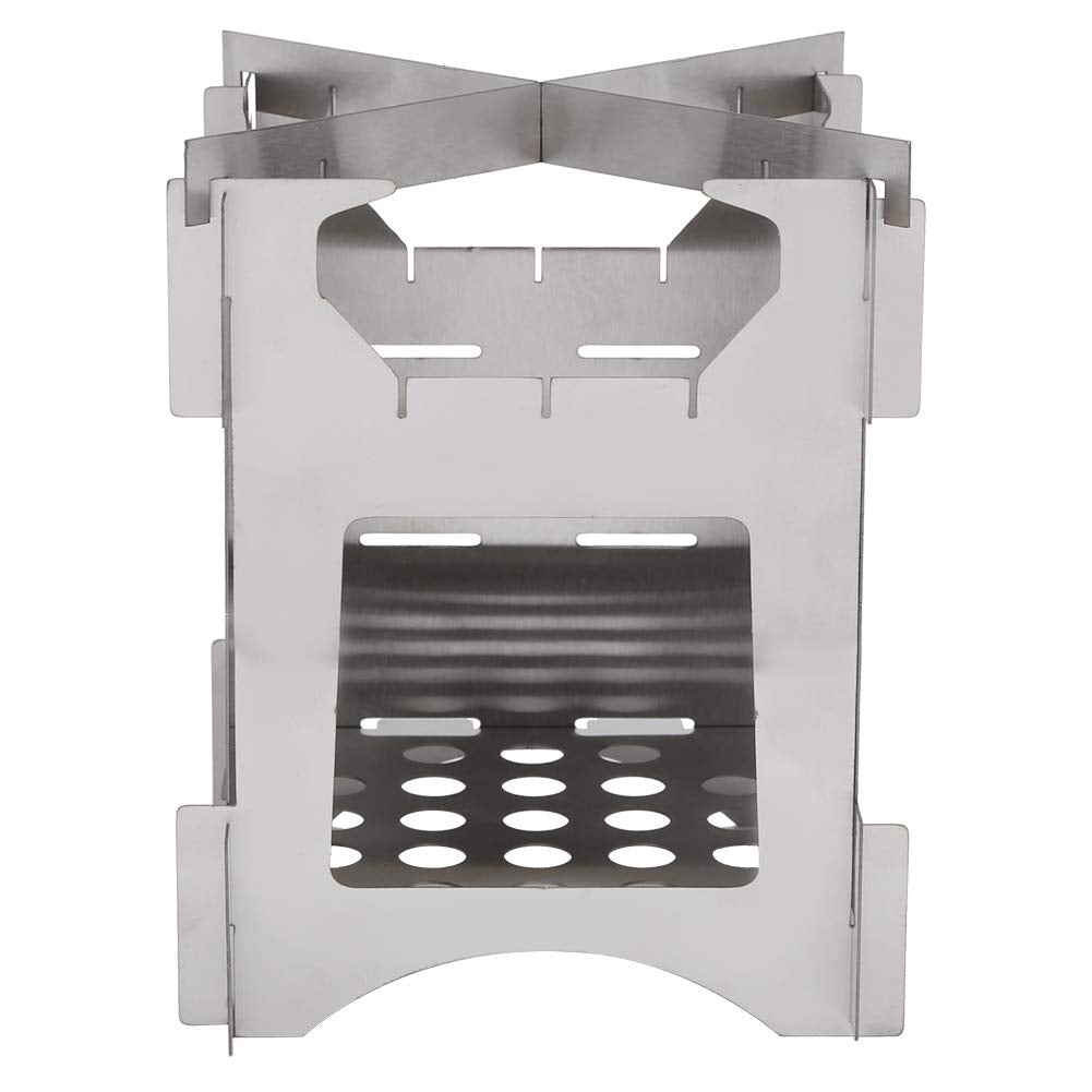 VBESTLIFE stainless-steel wood-burning stove folded for backpacking and easy packing