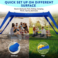 vBrate Beach Tent Sun Shelter shading a group at the beach.