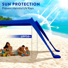 vBrate Beach Tent Sun Shelter setup in minutes on sand.