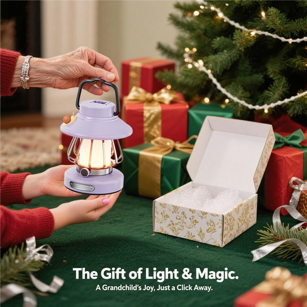 V.C.Formark snail-lantern violet, USB-C rechargeable, ideal for camping trips.