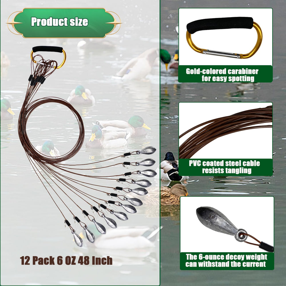 Vecacosic anti-tangle rigging shows stainless cable and swivels for tangle-free retrieval.