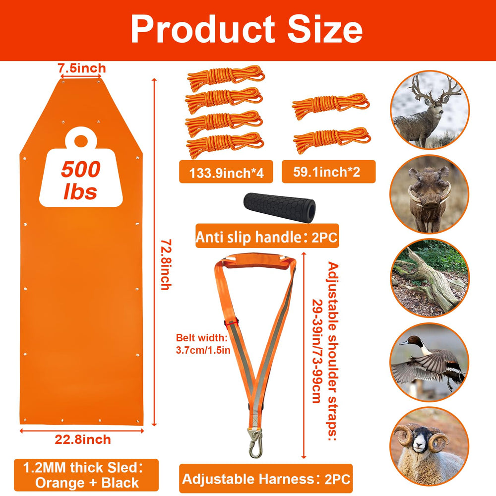 Vecacosic deer drag harness nylon and metal hardware supports heavy game hauling
