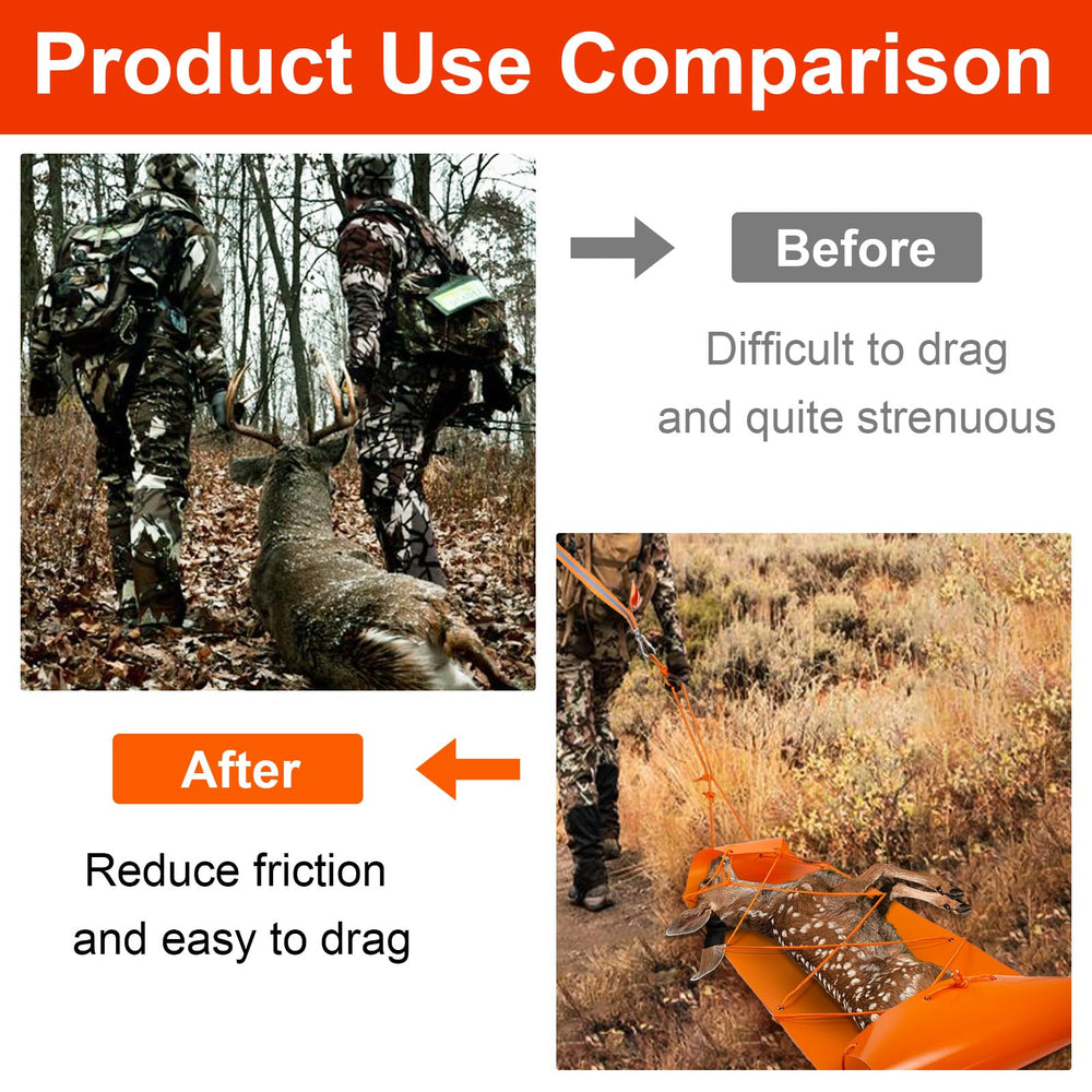 Vecacosic deer drag sled orange core rope for high visibility in low light