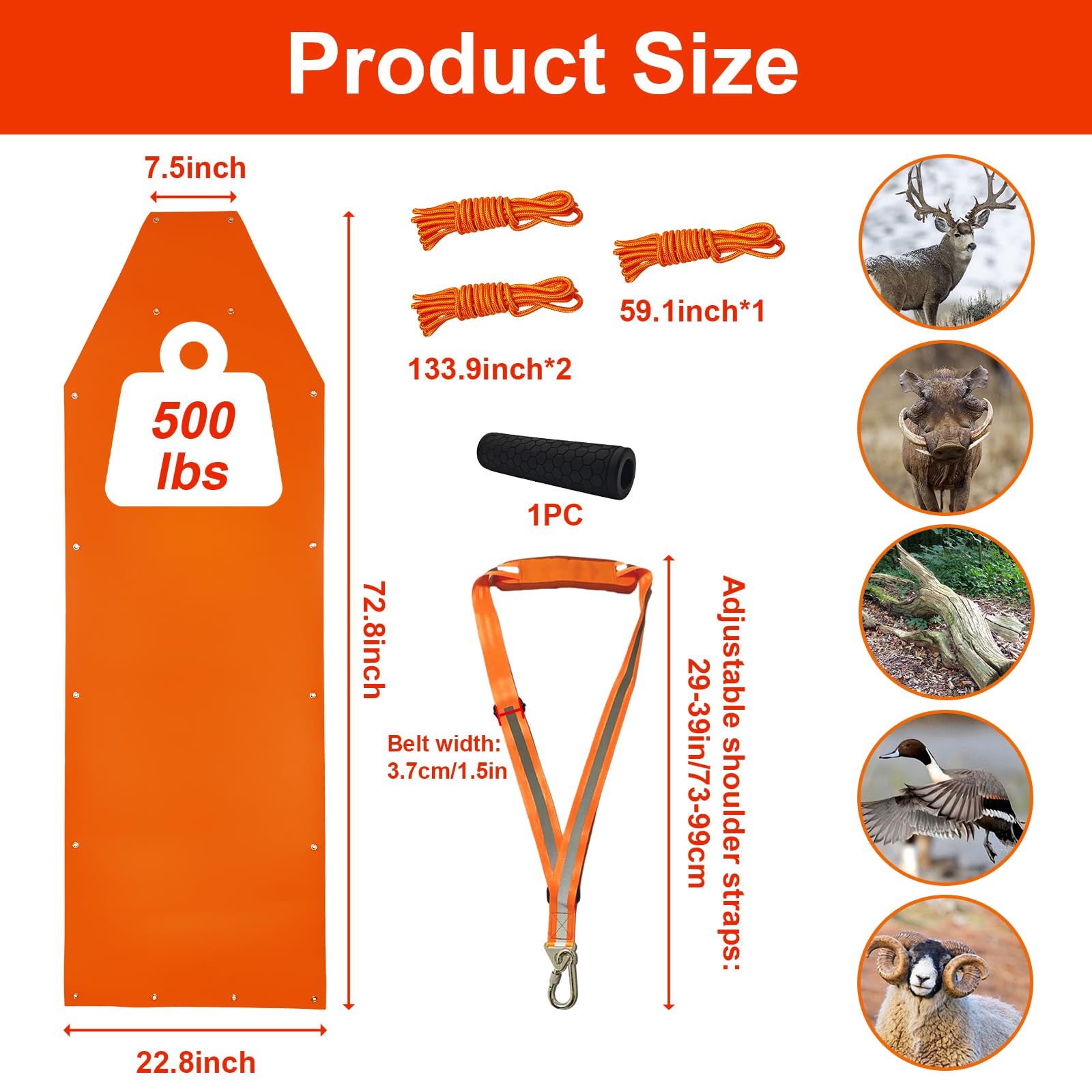 Vecacosic deer drag sled rope-assembly highlights versatile setup for efficient hauling