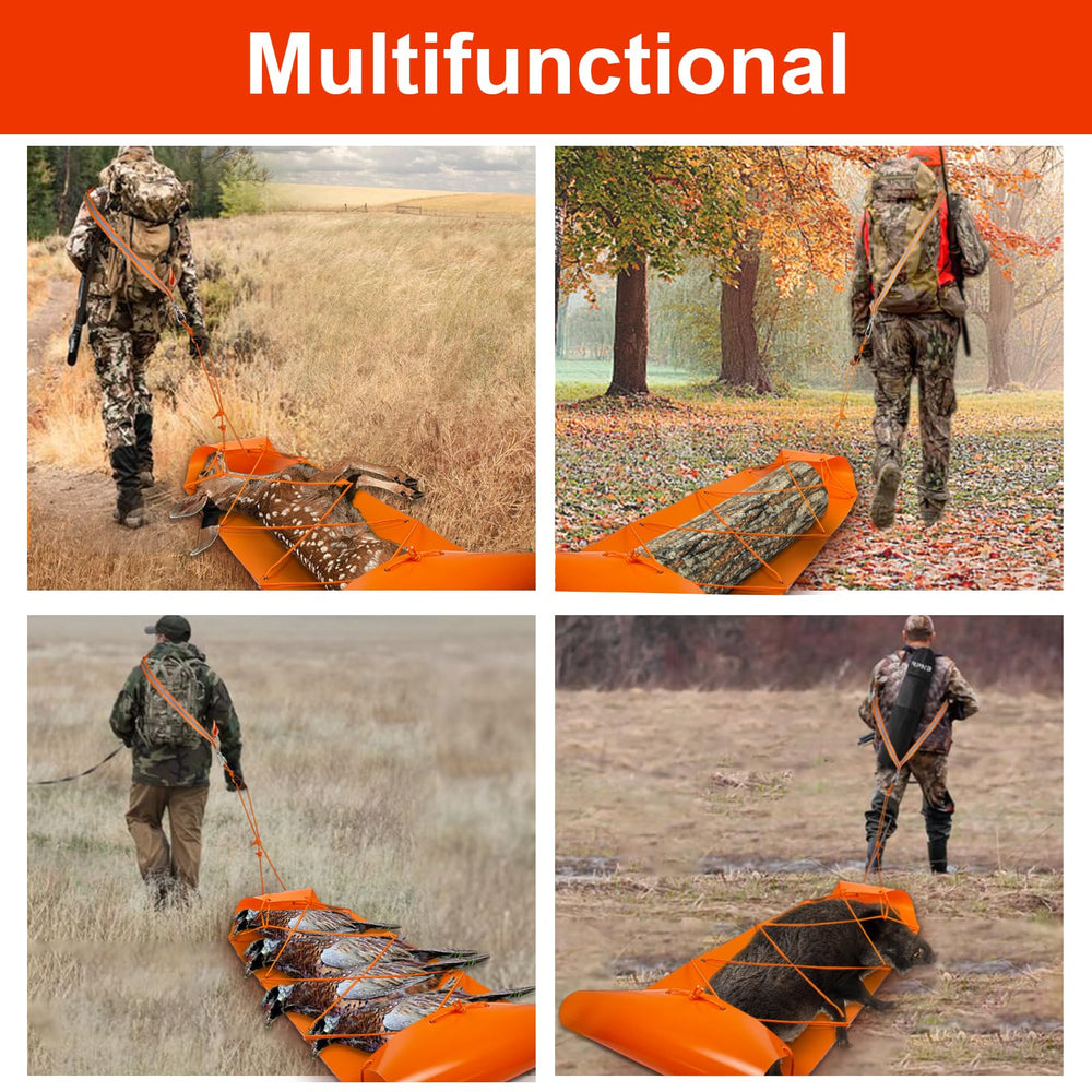 Vecacosic deer drag sled storage and portability for gear transport