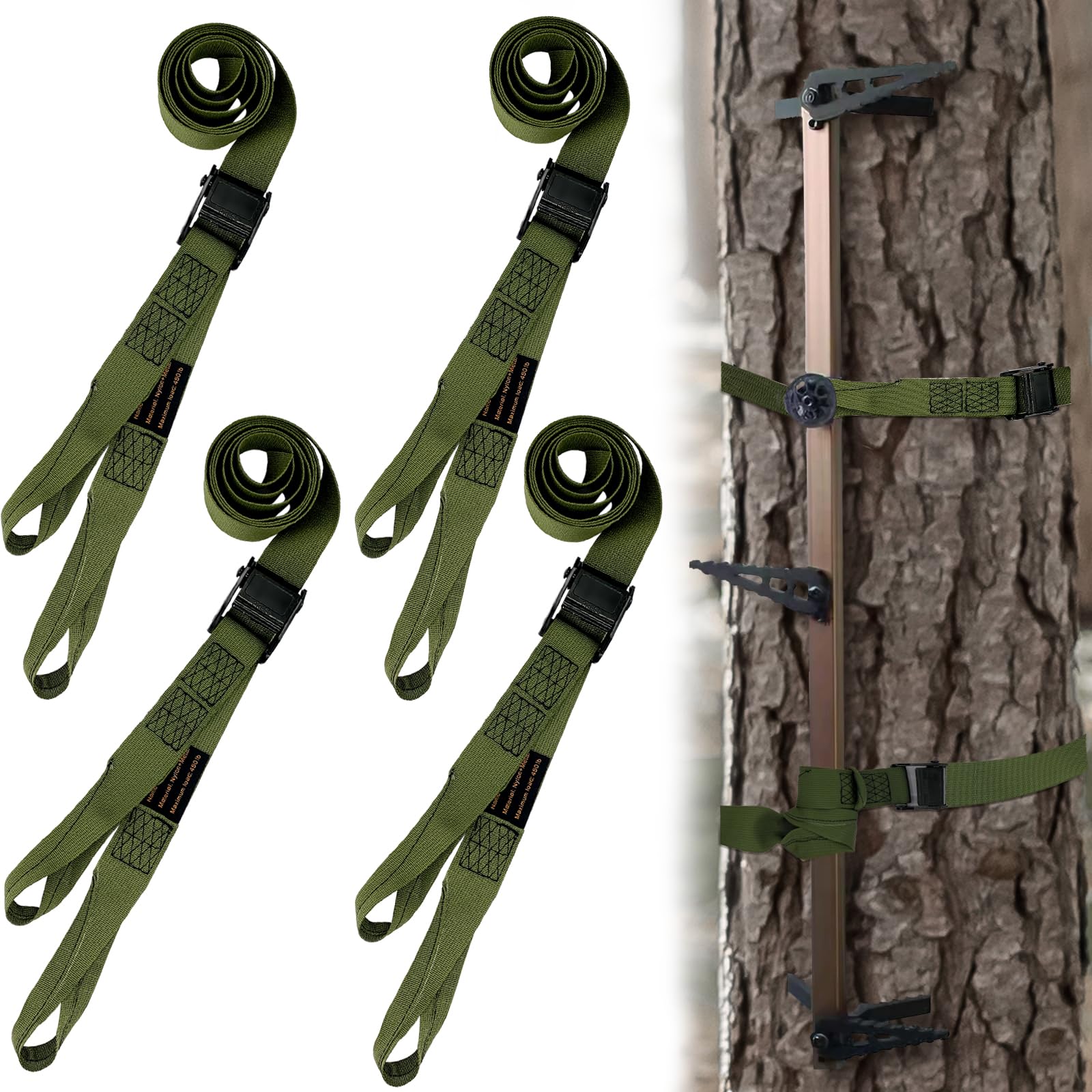 Vecacosic universal-fit hunting stick strap securing sticks on trees for stable setups.